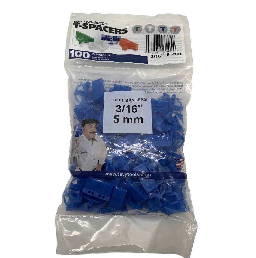 TAVY 3/16 in (5mm) T-Shaped Tile Spacers Blue Plastic 100 Pack