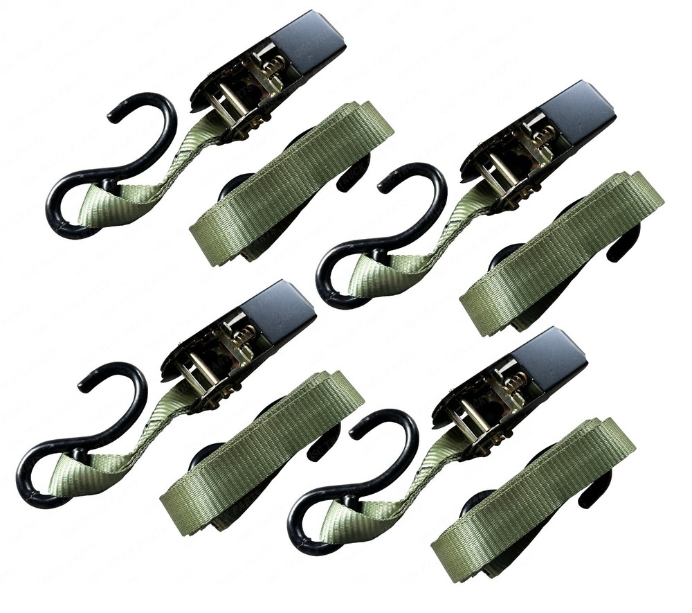 4 PCS New 1" x 9' Tie Downs Ratchet Straps J Hook