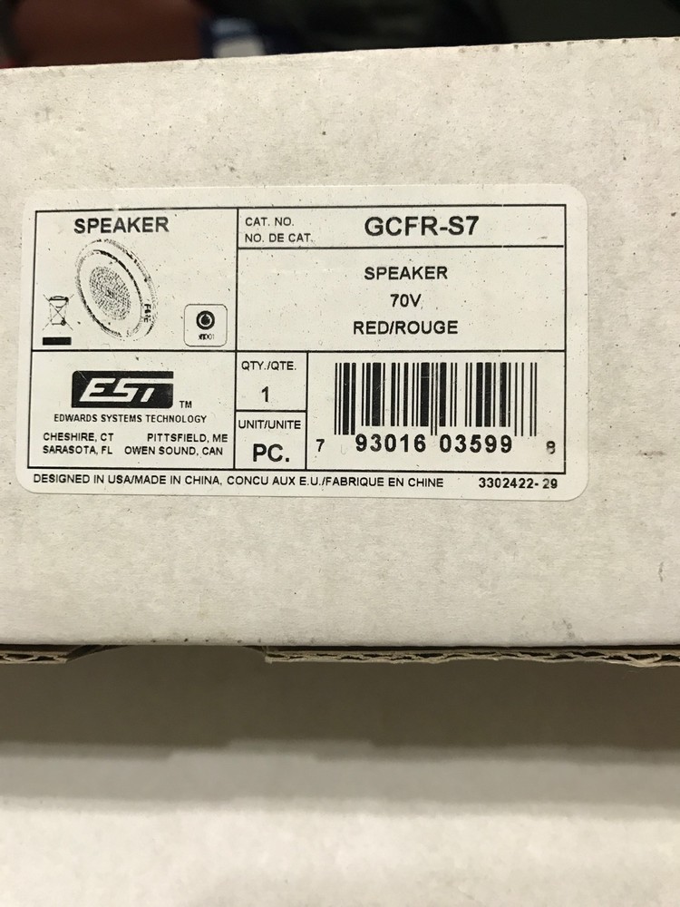 EDWARDS EST GCFR-S7 RED SPEAKER Fire Alarm #1