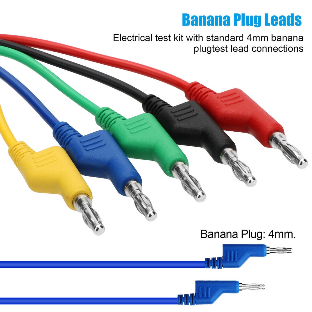 10PCS 1000V Stackable Banana To Banana Plug Test Leads Wire Cable For Multimeter