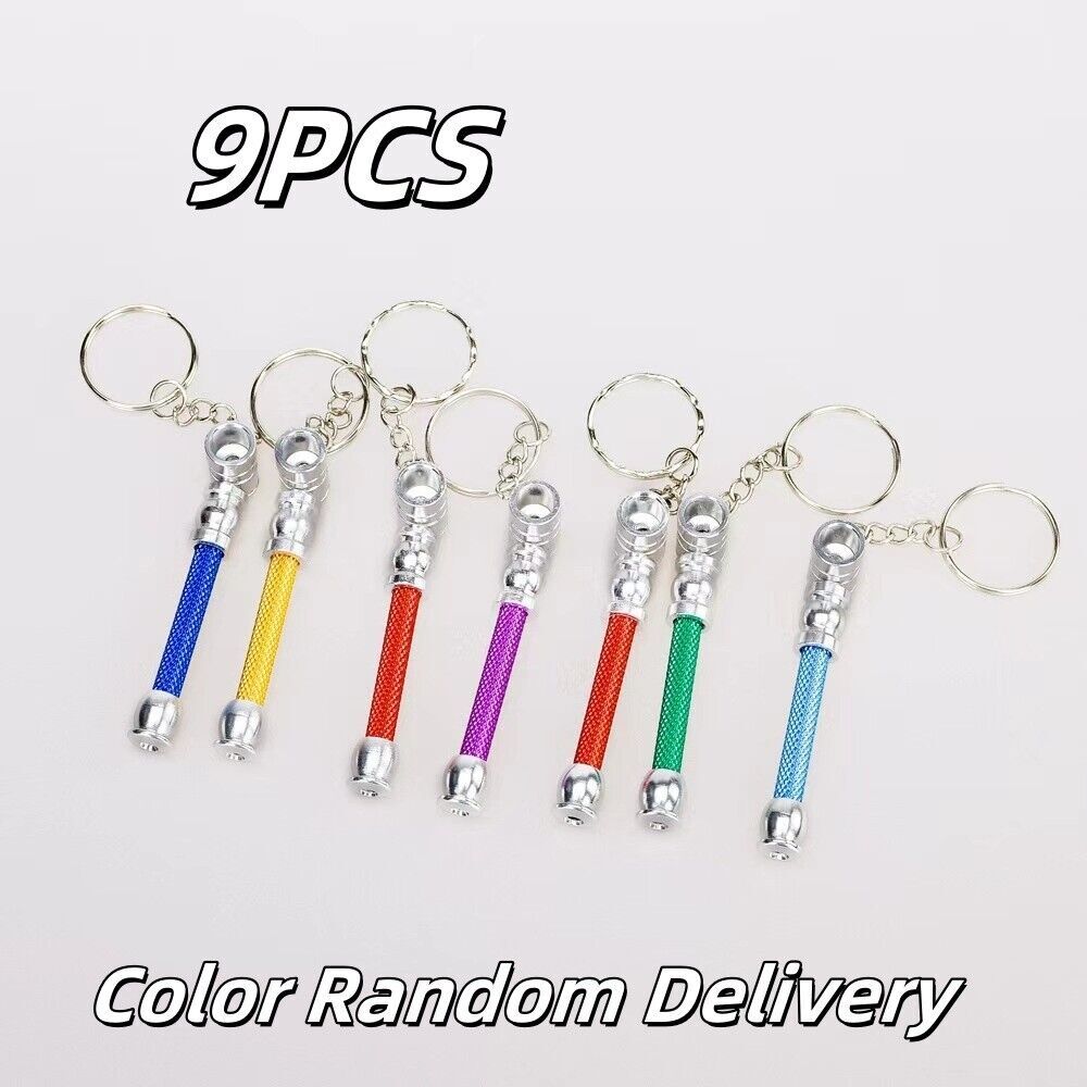 Multiple Quantity Random Color Metal Tobacco Pipe Convenient Keychain Mini Pipe