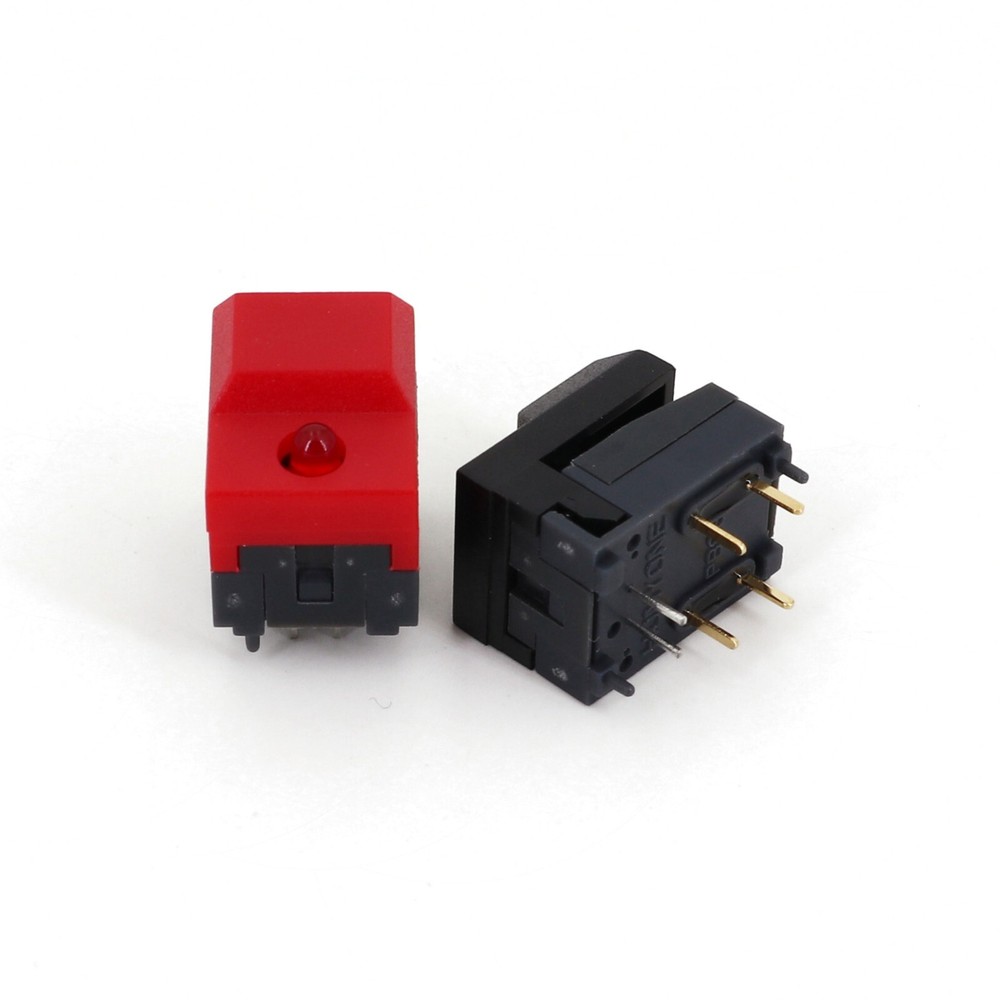 10Pcs PB86-A1 Red LED 6Pin Momentary SPDT Stage Control Push Button Tact Switch