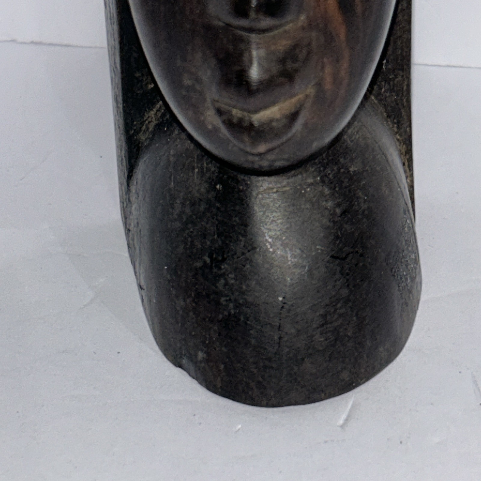 Vintage African Wooden Hand-Carved Tribal Sculpture Statue Bust Bookend Decor