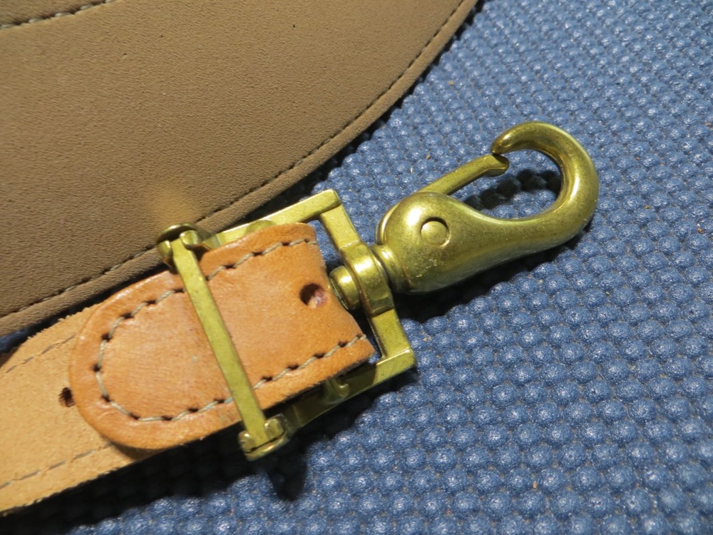 Vtg Hartmann Tan Leather Replacement Shoulder Strap Brass & Adjustable 33-50"