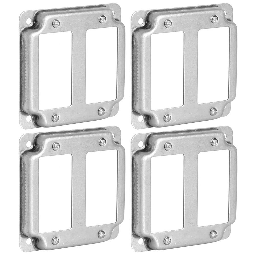 (4-Pack) AP-12094, 4" Square Double Decorator GFCI Switch Electrical Box Cover,