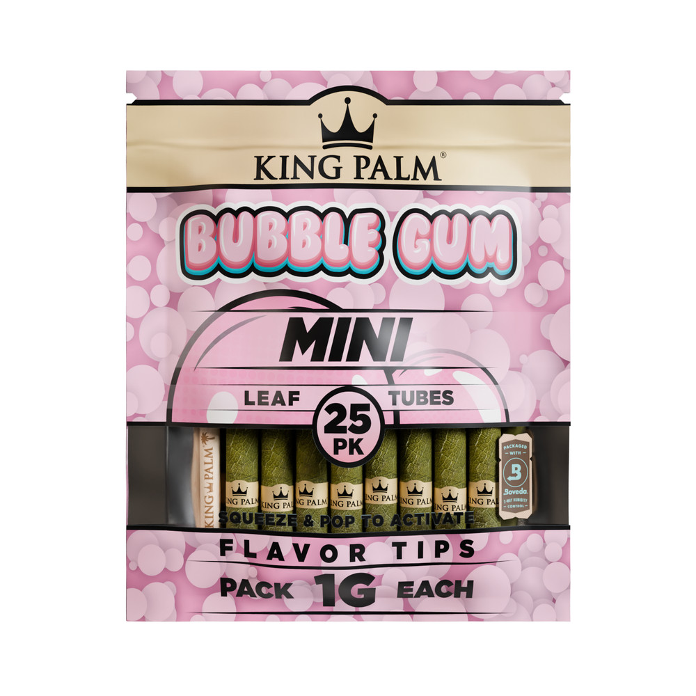 King Palm | Mini | Bubble Gum | Organic Prerolled Palm Leafs Cone | 25 Rolls
