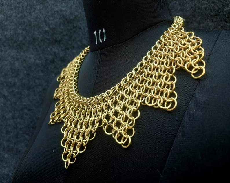Medieval Statement Chainmail Necklace with Medieval Charm | Unique Lover's Gift