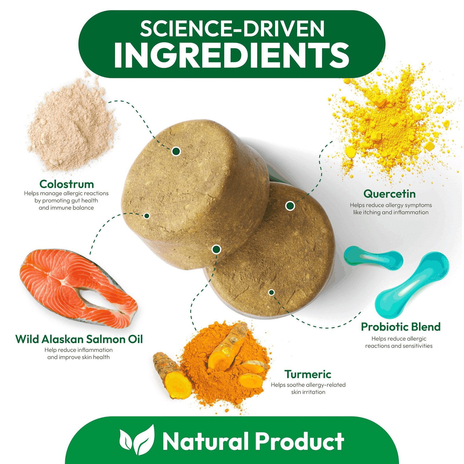 Dog Allergy Relief Chews 170 Treats Itch Relief for Dogs Omega 3 Fish Oil