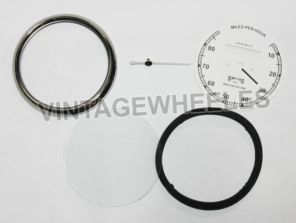 Smiths 80MPH White Dial Speedometer Gauge & 35" Cable + Speedometer Drive