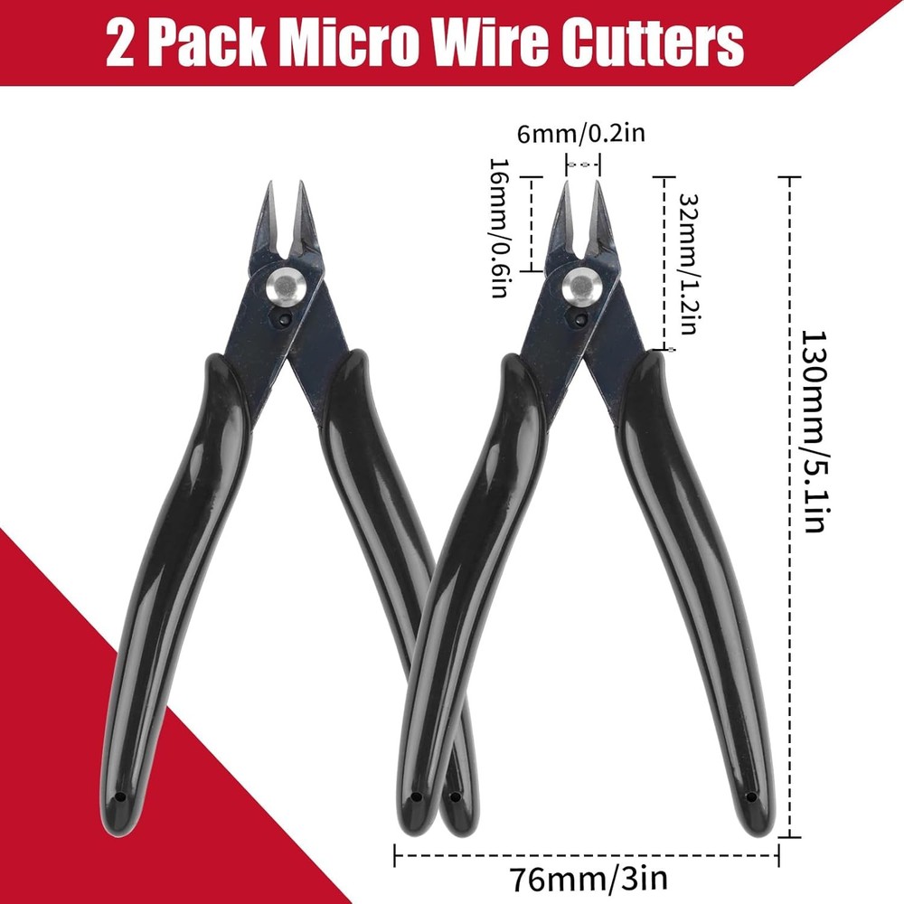 5 Inch Micro Flush Cutter, 2 Pack Small Wire Cutters Spring Loaded Cutting Plier