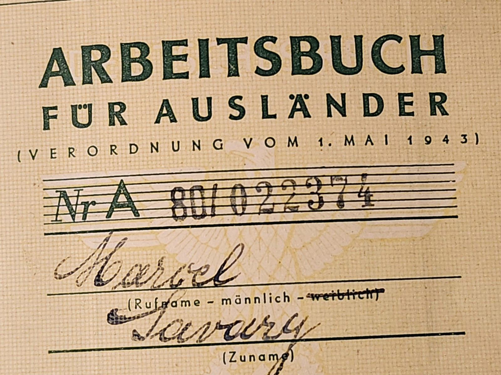 WW2 Germany. German WORKBOOK FOR FOREIGNERS 1943