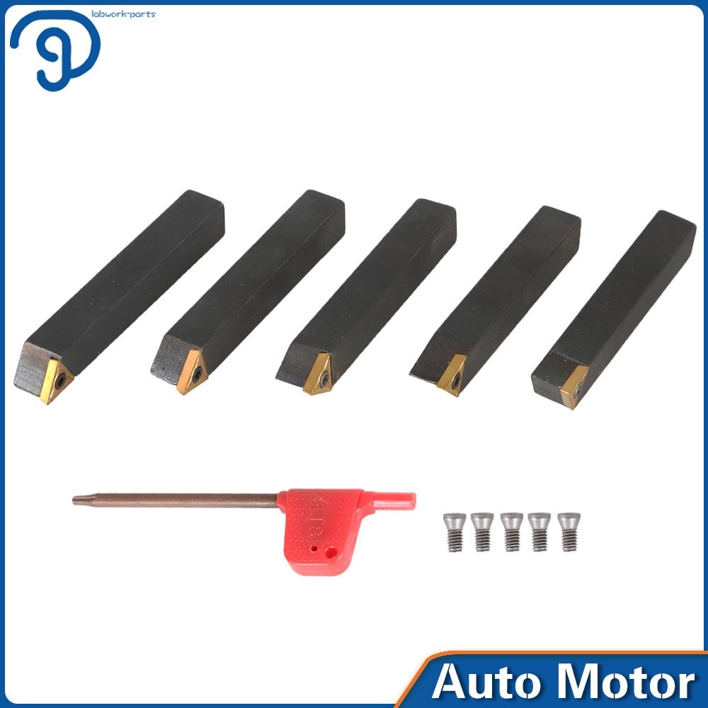 5 PACK New 3/8" Carbide Indexable Turning Tool Bit With Carbide Inserts