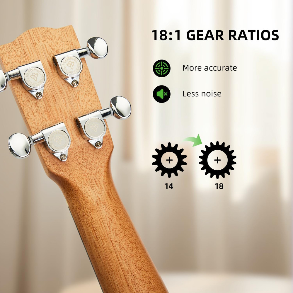 26” Tenor Ukulele – Solid Top Mahogany Includes Quick Locking Strap, Professiona