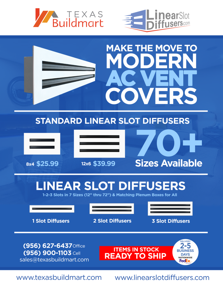 36" Linear Slot Diffuser - (2 Slot) Double Slot - White Decorative Air Vent - Mo