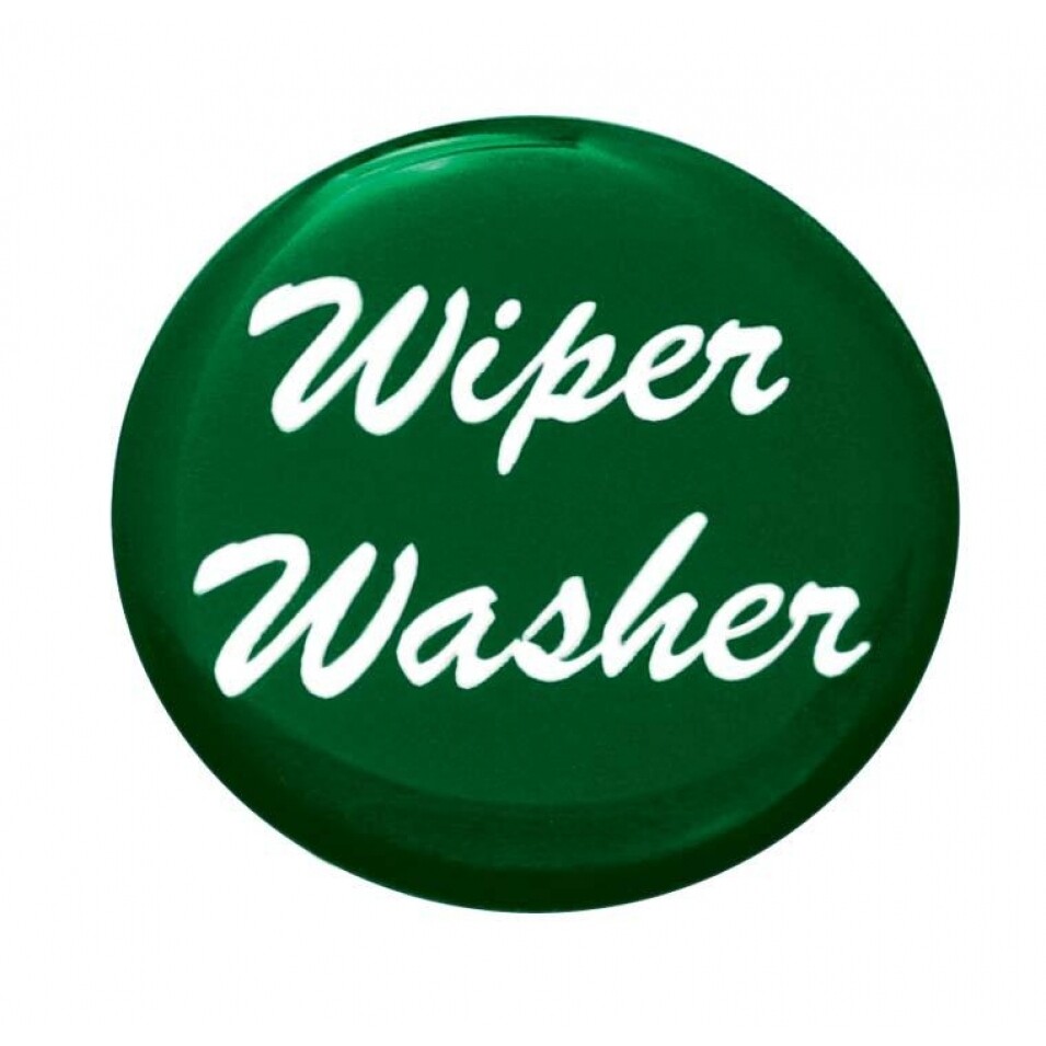 Small Chrome "Wiper/Washer" Dash Knob - Green Glossy Sticker