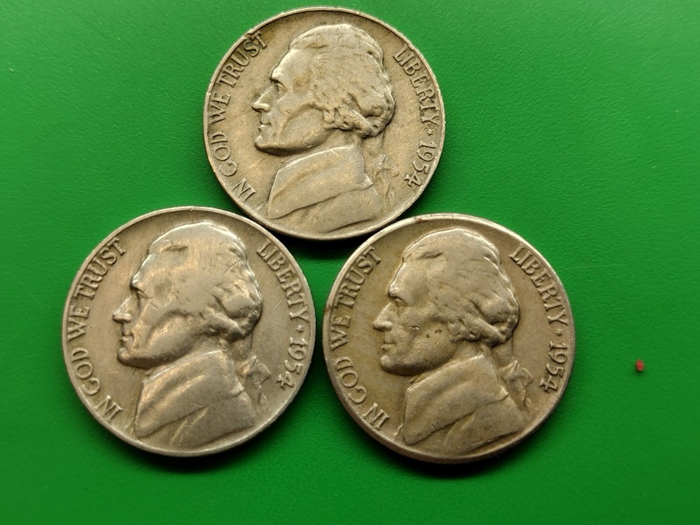 1954 PDS Jefferson Nickel Set. Circulated.