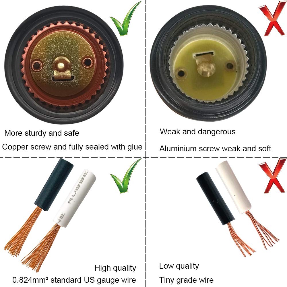 Waterproof Lamp Socket, 6 Pack Black Pigtail Holder