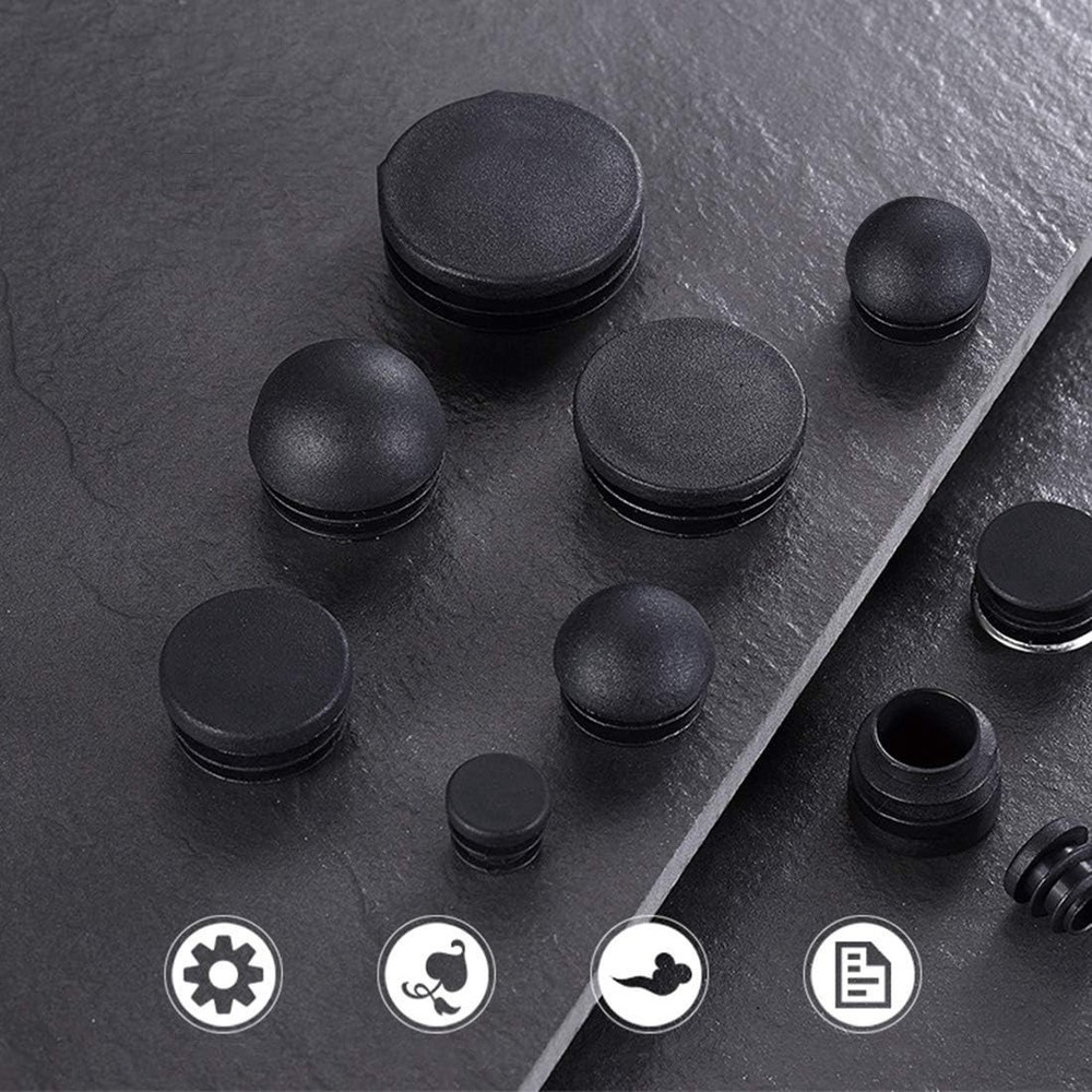 4PCS 45mm 1 3/4 Inch Round Plastic Plug, Round Black Plastic End Cap, Pipe Tu...