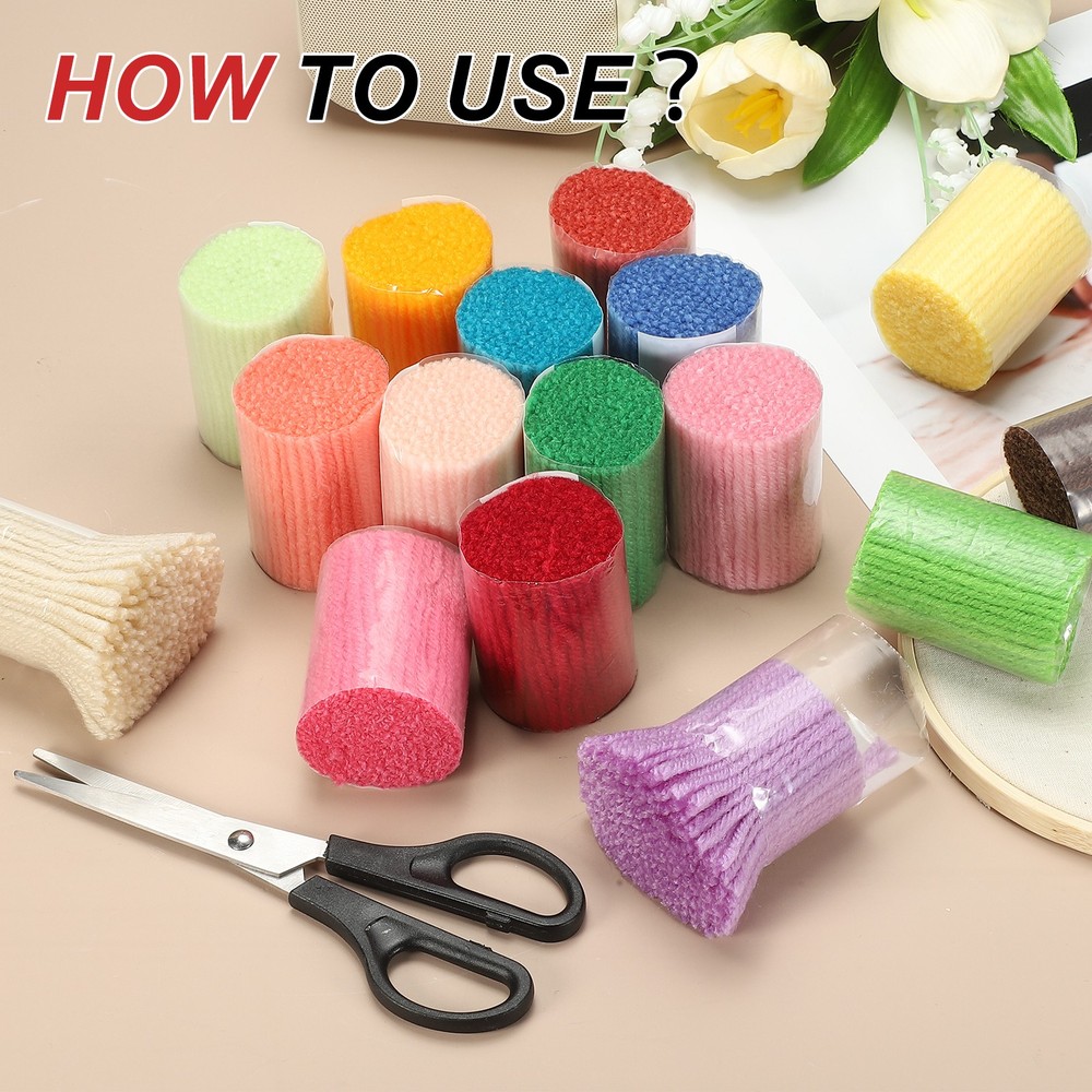 6 Rolls Latch Hook Yarn, 3mm Beige Latch Hook Kit Yarn Precut Hook Rugs Making