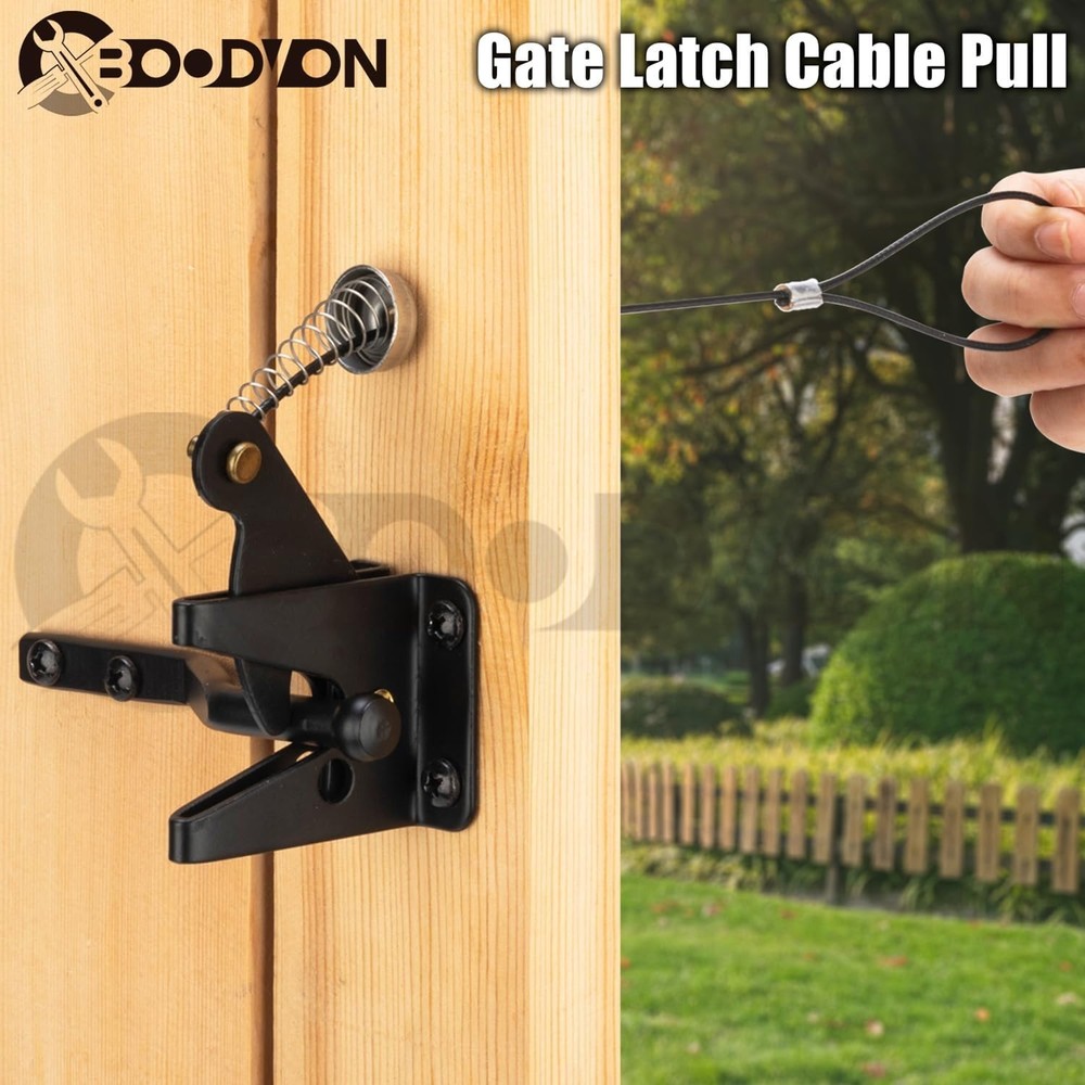 Gate Latch Cable Pull with Spring, Metal Gate Opener String Adjustable from 2...