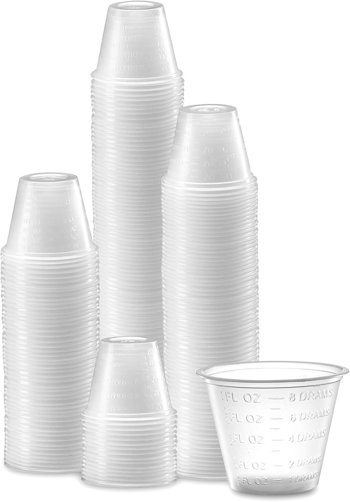 Disposable Medicine Cups 1 Oz (100 Count) - Plastic Measuring & Dosing Cups