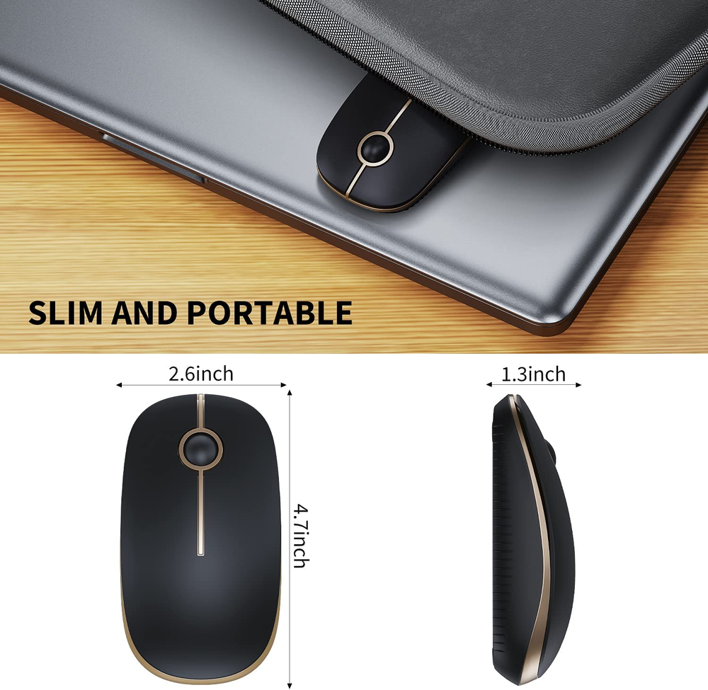 Wireless Mouse, 2.4G Slim Portable Computer Mice with Nano Receiver for Notebook
