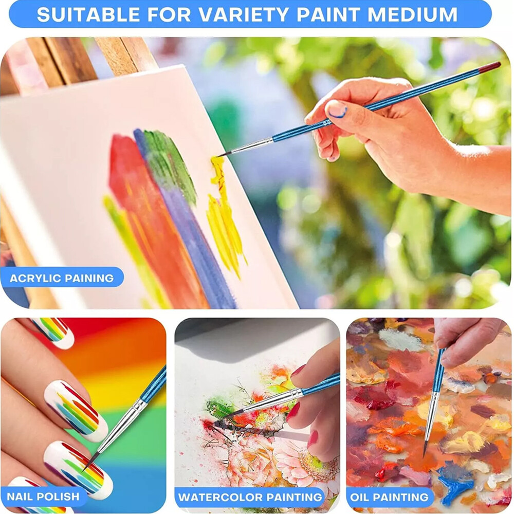 100PCS Very Small Paint Brushes Fine Tip for Nail Art Model Craft Painting Blue