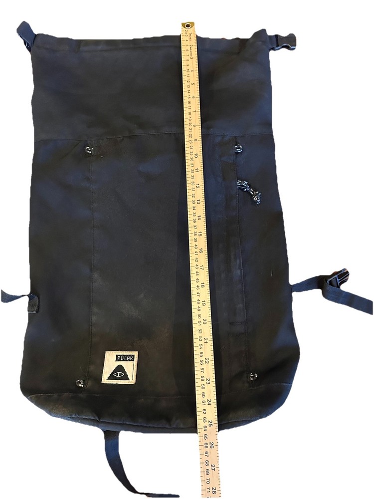 Vintage Poler Outdoor Stuff Backpack Roll Top Backpack Black & Orange