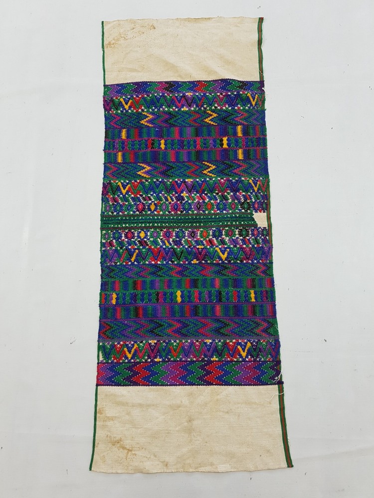 Vintage Guatemalan Handwoven Geometric Pattern Panel 127x47cm