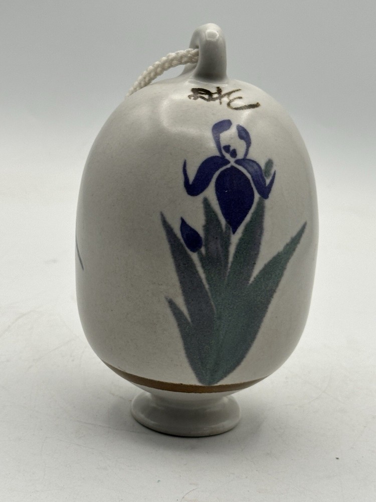Stoneware Wasp Trap Hand Crafted Studio Pottery With Iris Flowers Signed