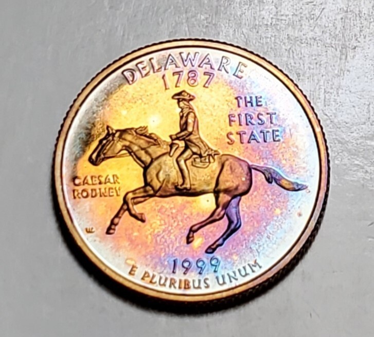 TONED 1999 S DELAWARE STATE QUARTER CLAD PROOF UNC #C5246