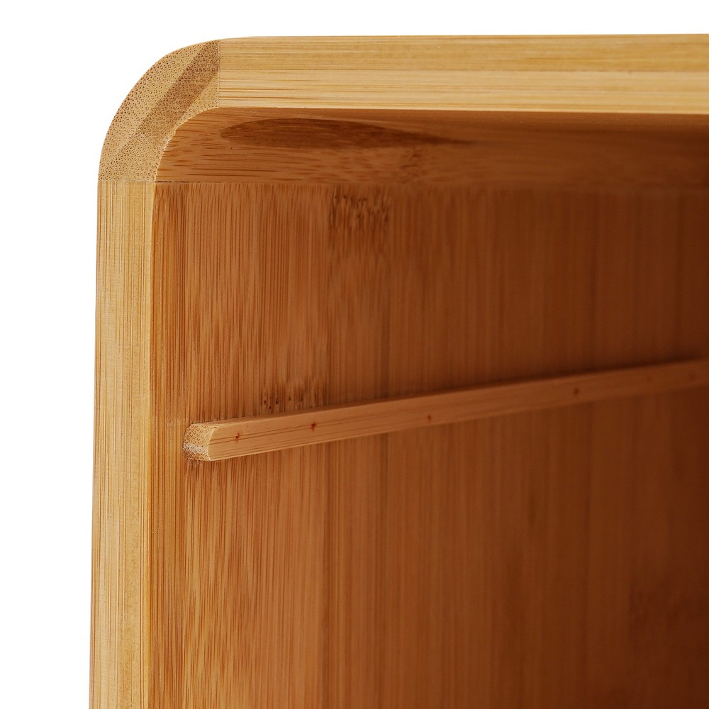 Rustic Bamboo Floating Nightstand with Drawer, Wall-Mounted Bedside Cabinet