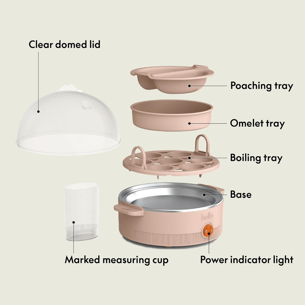 Electric Egg Cooker, 7 Eggs Capacity Tray, Single Stack, for Poached, Scrambled,