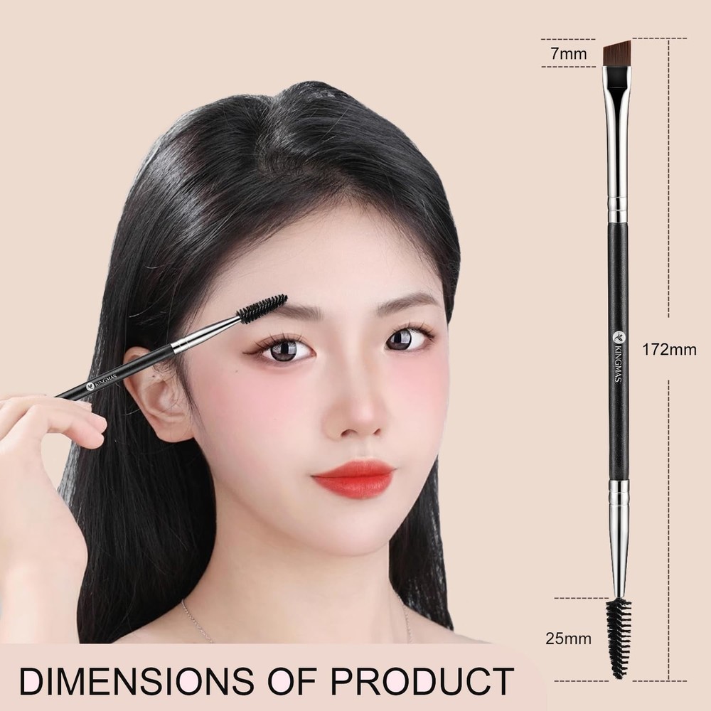 Eyebrow Brush with Angled Design and Spoolie for Professional Makeup Application
