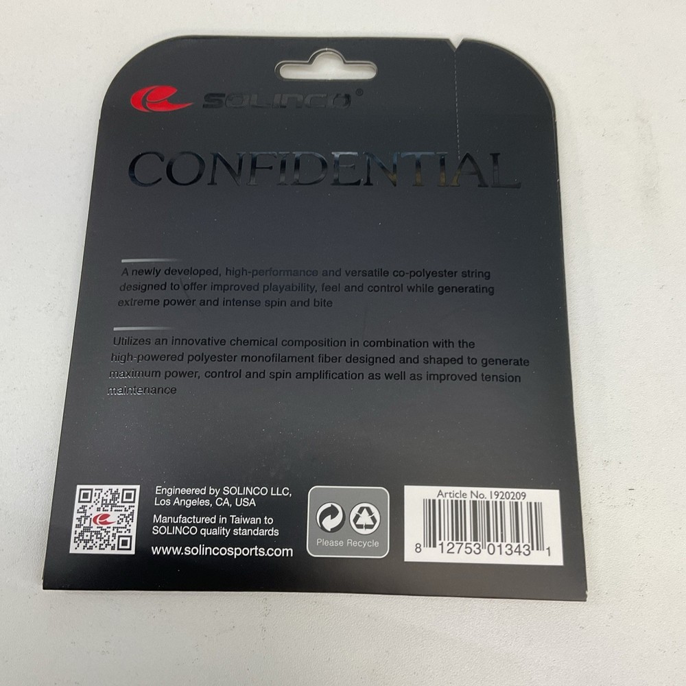 3 Pack Solinco Confidential 18g/1.15mm Polyester String
