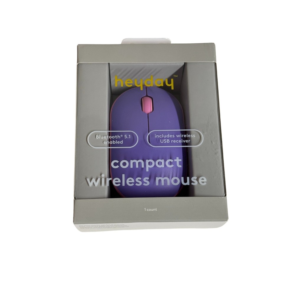Heyday Compact Wireless Mouse–Bluetooth 5.1,USB Receiver, Portable, Silent Click