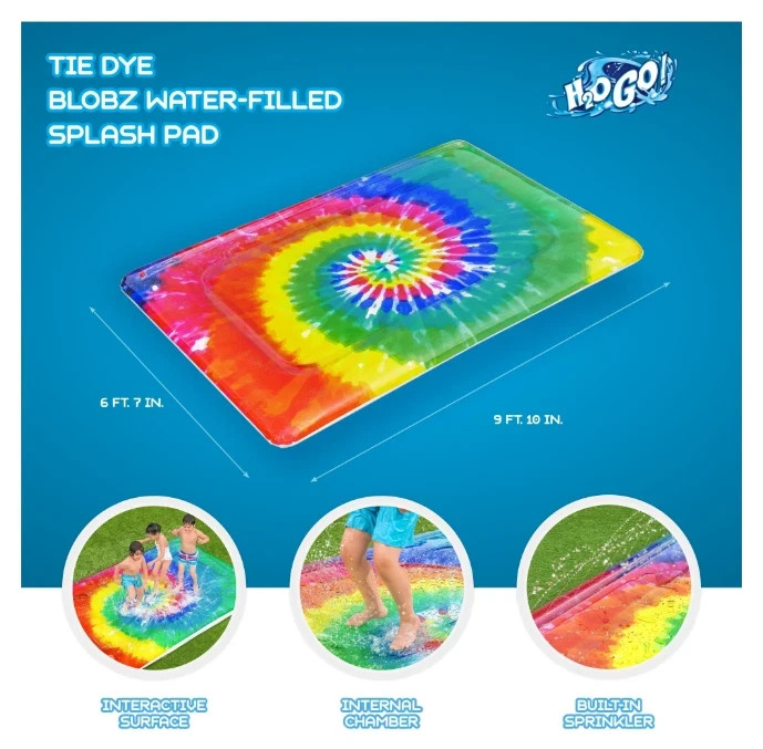 H2OGO! Tie Dye Blobz Water-Filled Splash Pad 9’ 10” x 6' 7" Bestway H2O Go! Jump