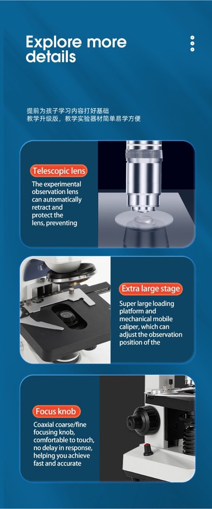 40 X -5000 X Trinocular LED Lab Compound Microscope with Double Layerwith electr