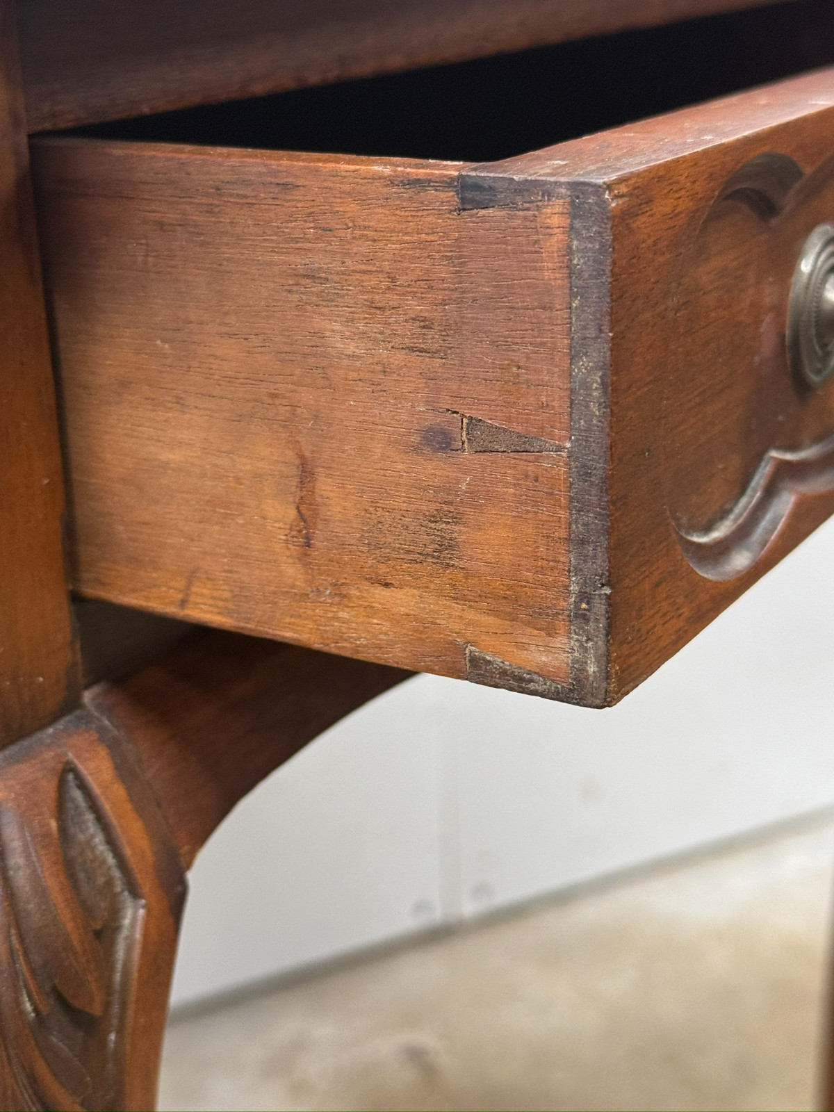 antique french walnut game table handkerchief carved stand card 1800s