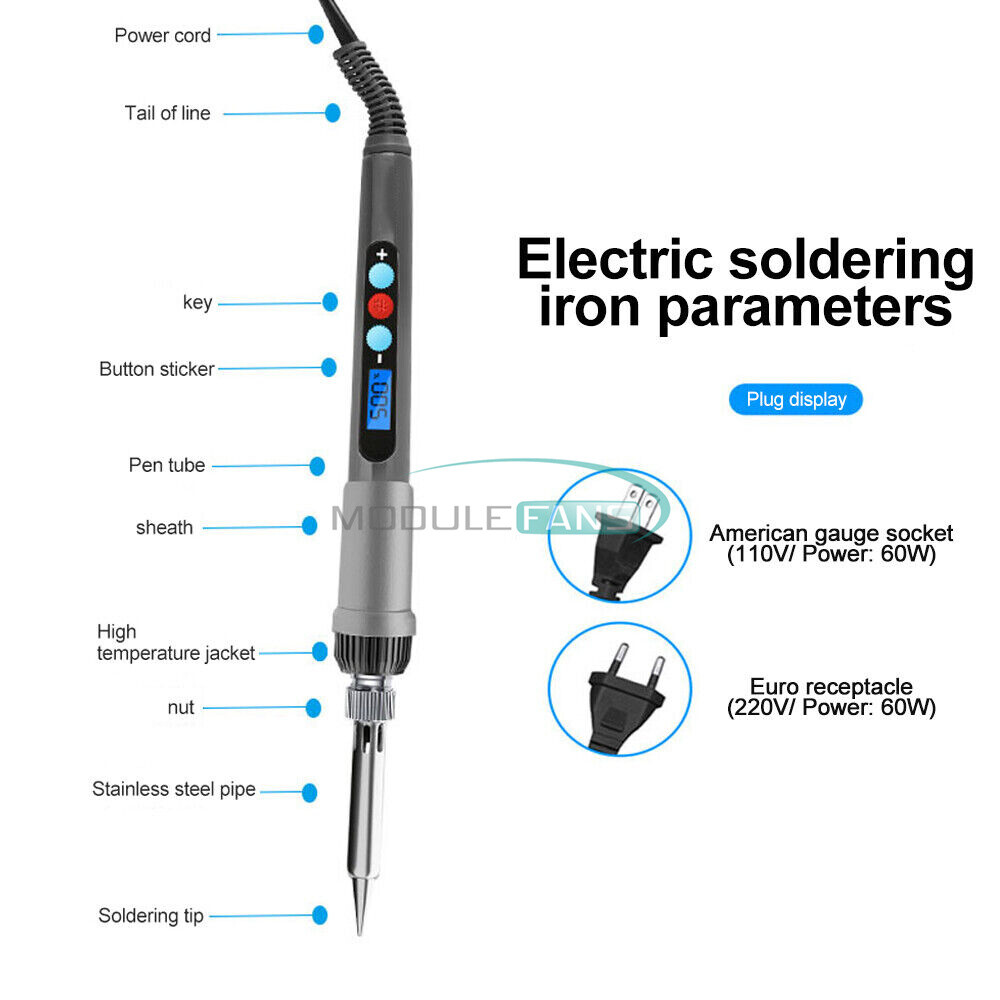 60W Electric Soldering Iron Kit Adjustable Temperature Welding Solder Tool