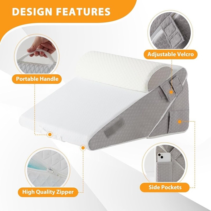 Multi-Functional Wedge Pillow Set Back Support Post Surgery Memory Foam New