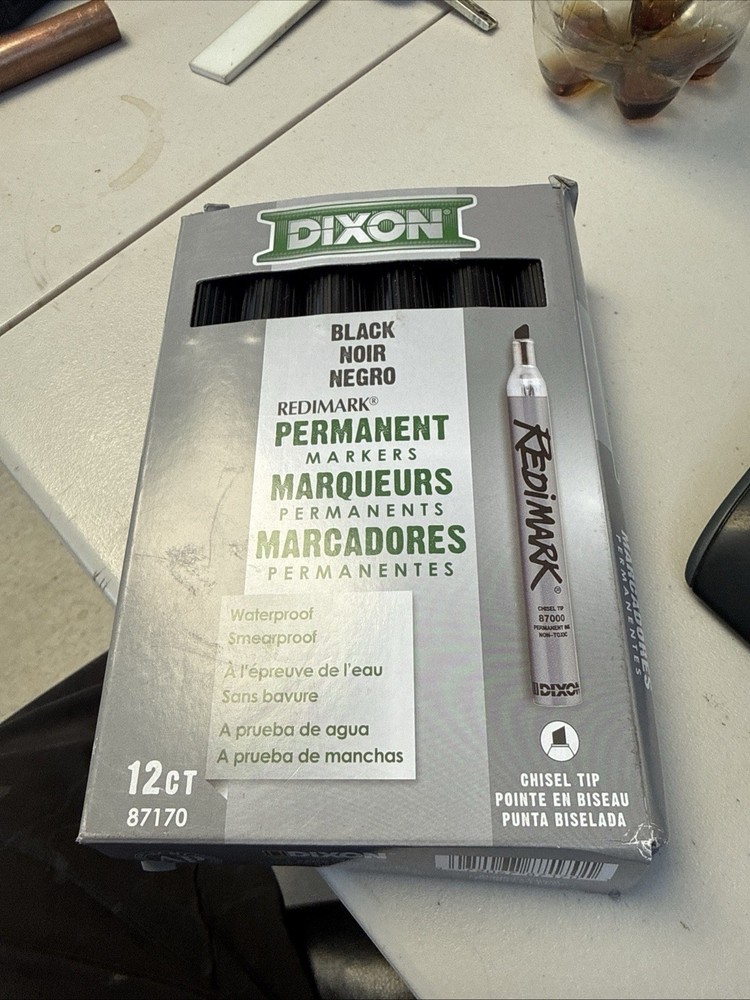 Dixon Redimark Permanent Marker Chisel Tip Black 12‑Count (87170)