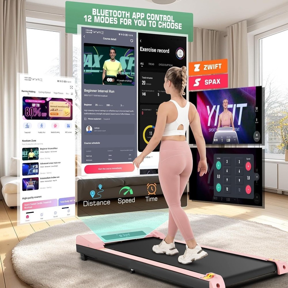 2 in1 Foldable Under Desk Treadmill for Home Use Remote-Control with LED Display