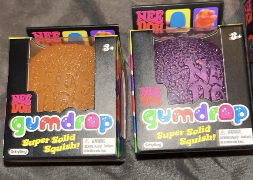 Nee Doh Gumdrop Super Solid Squish Orange & Purple Bundle