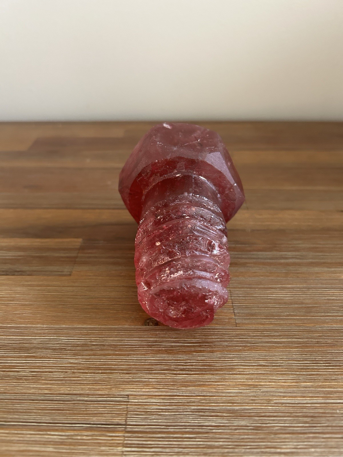 Rare Vintage 1996 Rick Beck Studio Art Glass Solid Glass Screw Sculpture Red