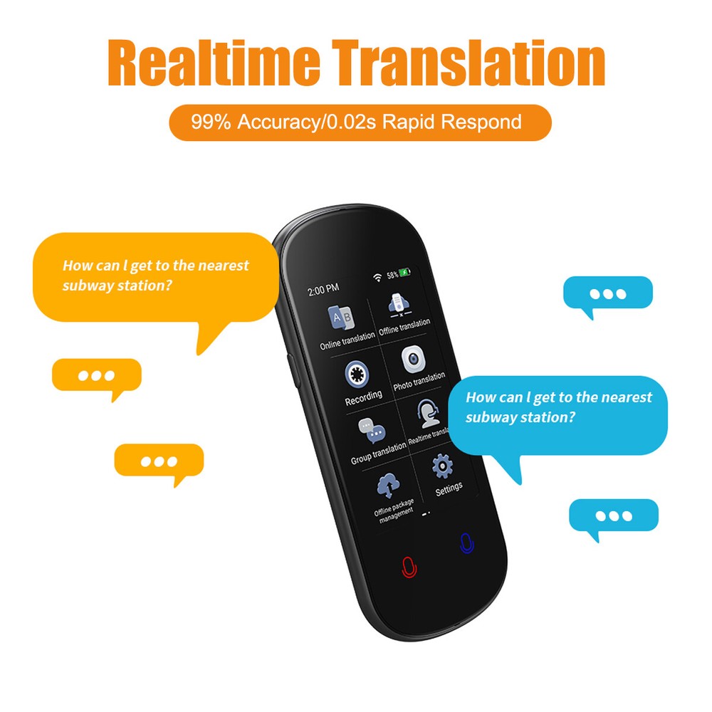 139+ Languages Translator Device, 3”Touch Screen Two-Way Real-Time Translator UK