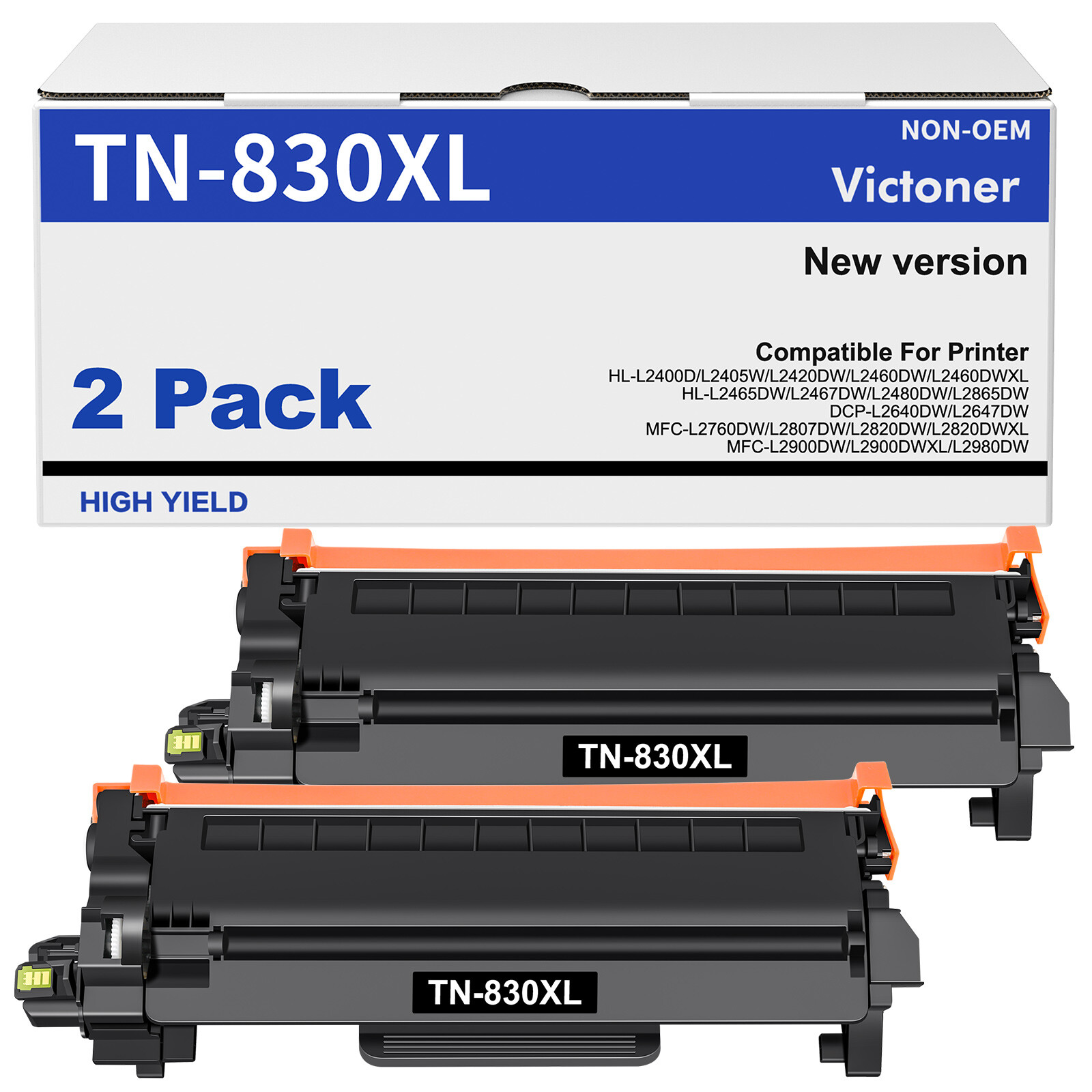 2PK TN830XL Toner Compatible for Brother TN830 XL DCP-L2647DW HL-L2405W L2460DW