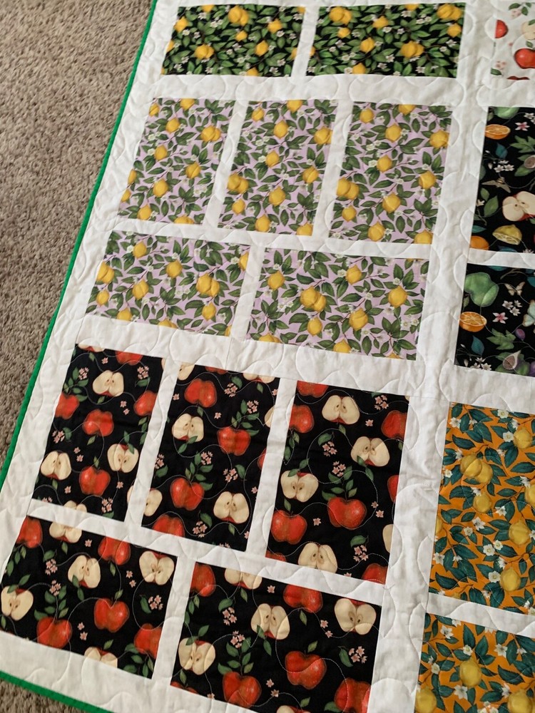 Fruit Apples and Lemons handmade quilt.