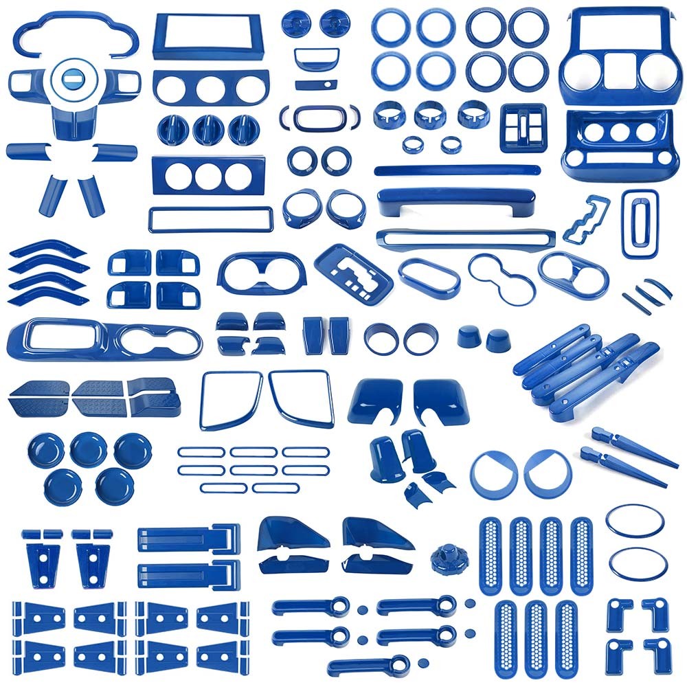 Interior Exterior Full Accessories Cover Set For Jeep Wrangler JK 2007-2017 Blue