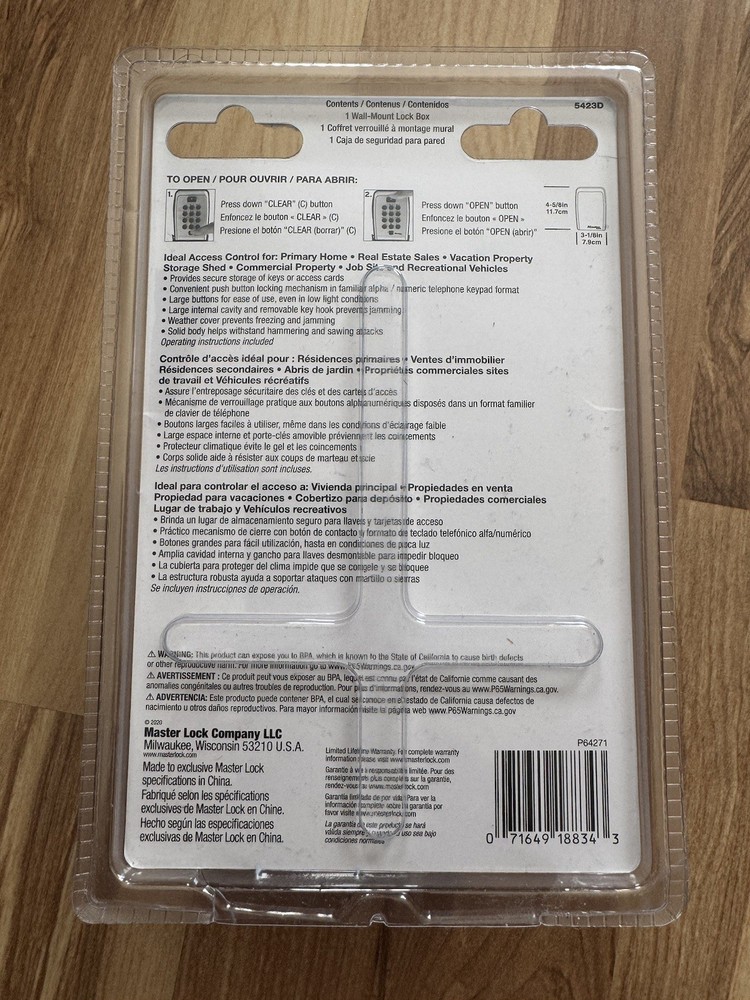 Master Lock 5423D Wall Mount Lock Box - New Sealed